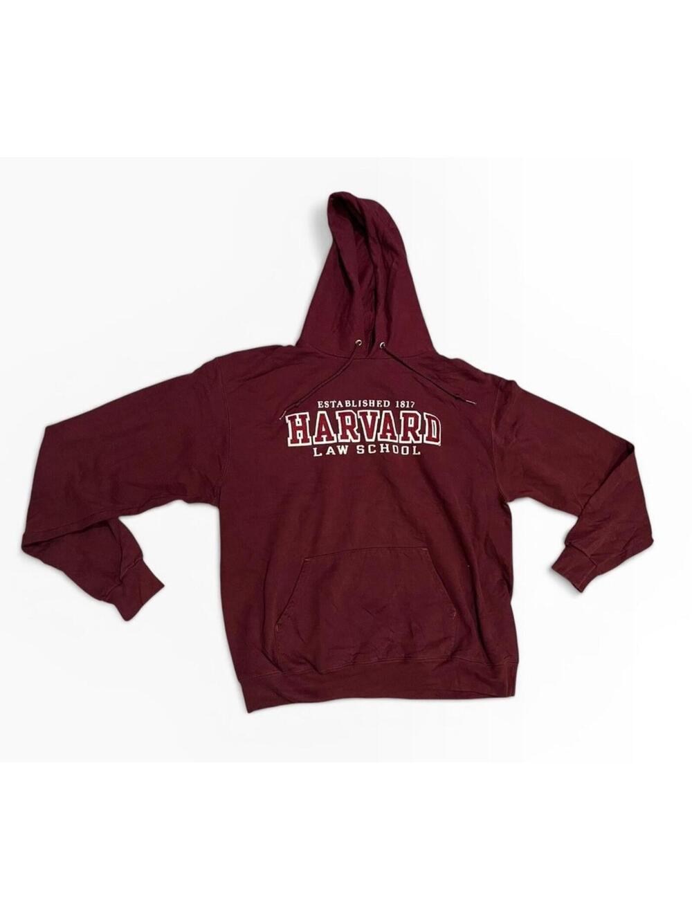 Vintage Champion Harvard Law School Embroidered Hoodie Mens XL Burgandy